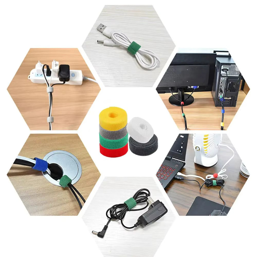 3er-Set selbstklebende Nylon-Kabelbinder zur Organisation von Datenkabeln in Schwarz, Weiß und Grau - Bild 2