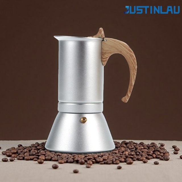 JUSTINLAU Moka Topf für Espresso und Mokka in Silber, 3/6 Tassen Kapazität - Bild 1