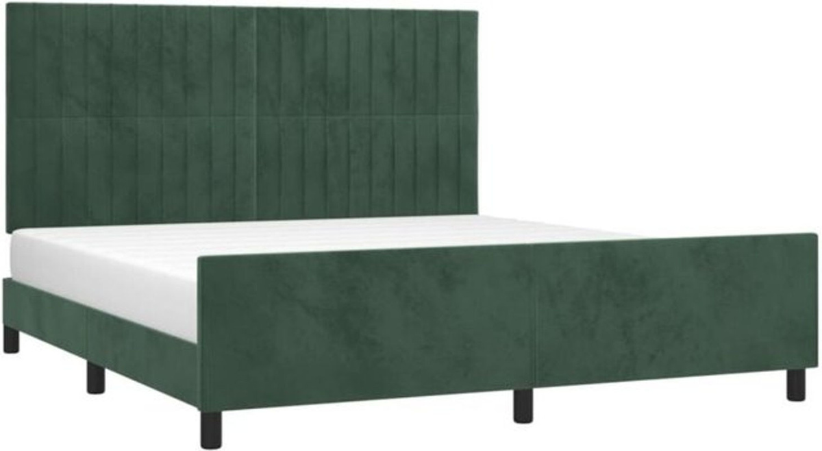 vidaxl Polsterbett aus Samt und Massivholz in Grün, B/T/H: 160 x 200 x 128 cm - Bild 1