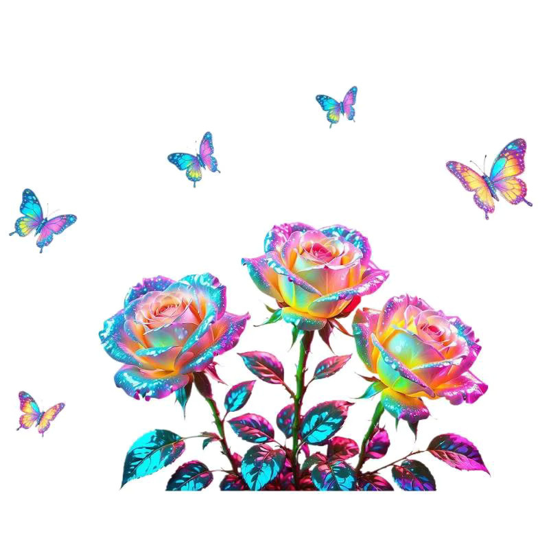 JETTING Selbstklebender Wandaufkleber mit leuchtenden Rosen-Blumen in Multicolour für Schlafzimmer und Wohnzimmer - Bild 6