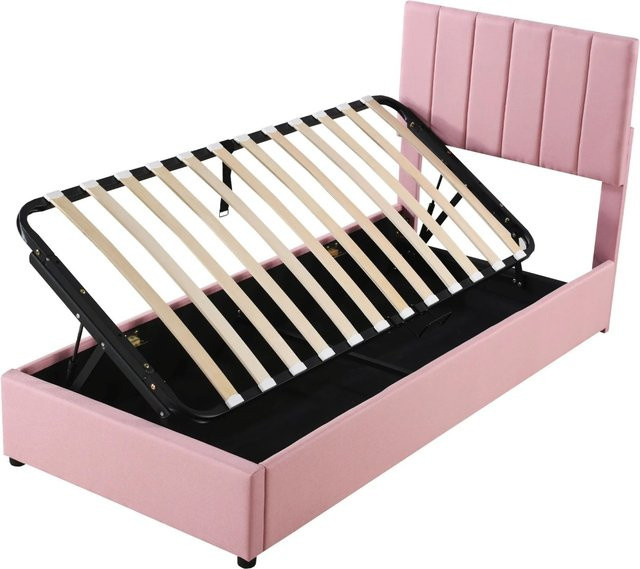 okwish Polsterbett für Kinder in Rosa mit Bettkasten und Lift-up-Funktion, B/T/H: 90 x 200 x 103 cm - Bild 1