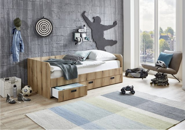 Relita Funktionsbett Bianca ausziehbar, Farbe Eiche Artisan Dekor, B/T/H: 90 x 200 cm auf 180 x 200 cm - Bild 1