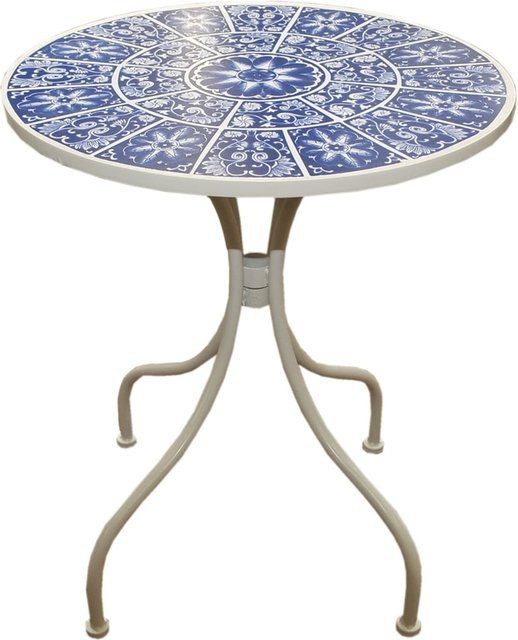 HTI-Living Gartentisch mit runder Keramiktischplatte in mediterranem Design - Bild 1
