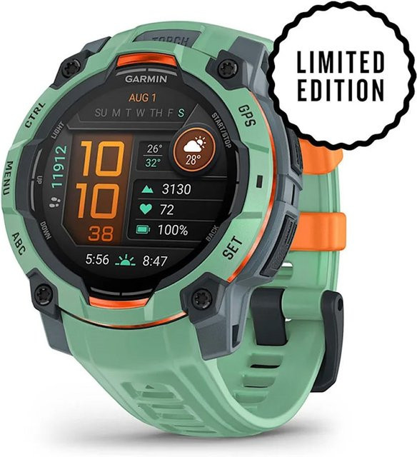 Garmin Instinct 3 AMOLED Multisport-Smartwatch 45mm Twilight/Neo Tropic Green mit GPS und Herzfrequenzmessung - Bild 1