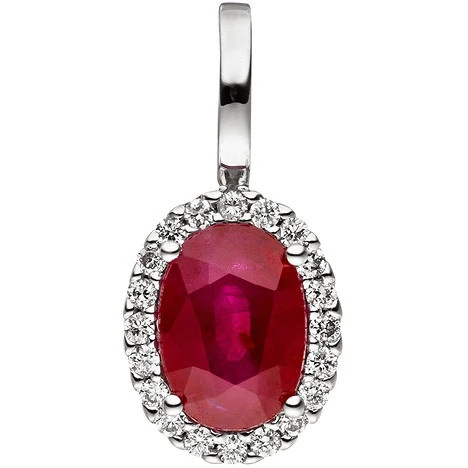 Colfem Anhänger 585 Weißgold, 20 Diamanten Brillanten, 1 Rubin, Unisex - Bild 1