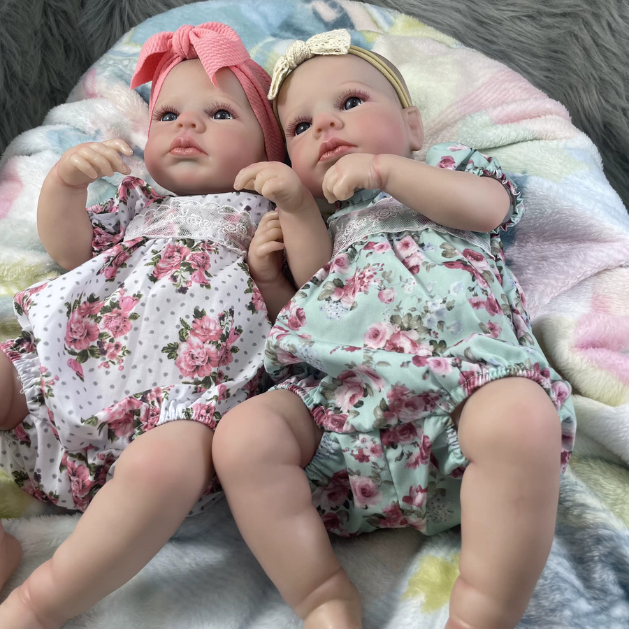 MRB LouLou Awake Twins Mädchen Reborn Baby Puppen, 50cm, Kunststoff - Bild 2