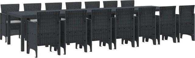 vidaXL Garten Essgruppe aus Poly Rattan in Anthrazit, 15-teiliges Set für Garten und Terrasse - Bild 1