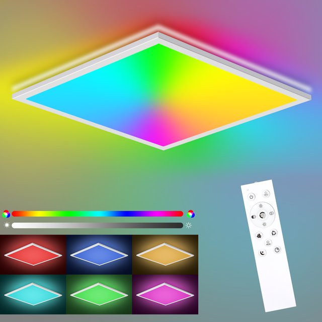 Oeegoo Quadratische LED-Deckenleuchte mit stufenloser Dimmung, Farbzyklus und Speicherfunktion, ultradünnes Flush-Mount Design - Bild 1
