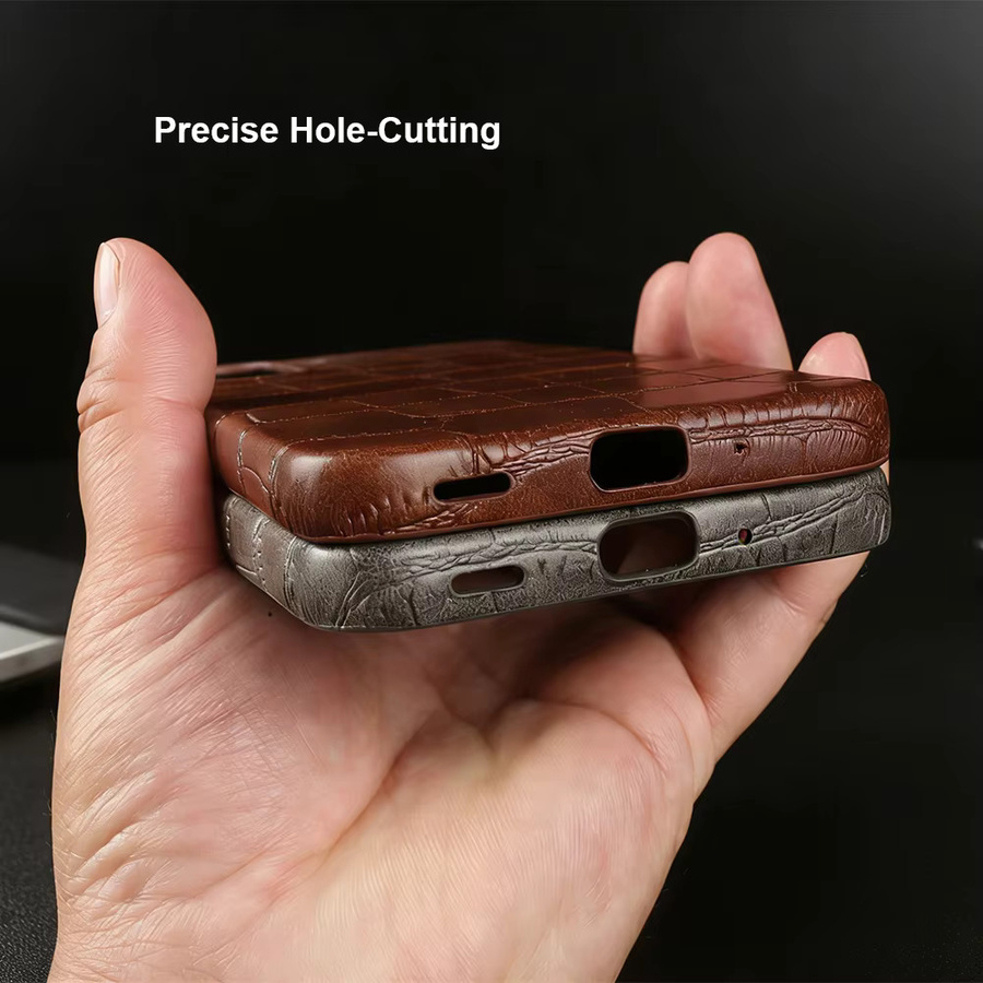 Premium Krokodilleder-Handyhülle für Samsung Galaxy S25 S24 S26 S25 FE S26 Plus A56 A55 A54 A36 A35 A26 A17 A16 A15 in Schwarz und Braun - Bild 2