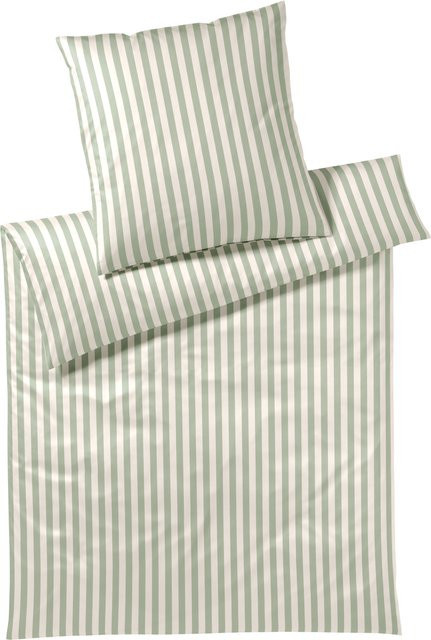Bettwäsche STUDIO LINE aus Mako-Satin in Grün mit Streifen, bestehend aus Bettbezug und Kissenbezug, B/H: 155 x 220 cm und 80 x 80 cm - Bild 1