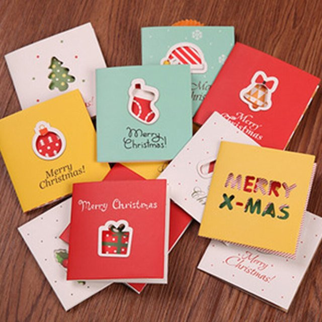 Bunte Weihnachts-Grußkarten für Kinder mit Umschlägen aus Papier, Set mit 12, 16 oder 24 Stück - Bild 1