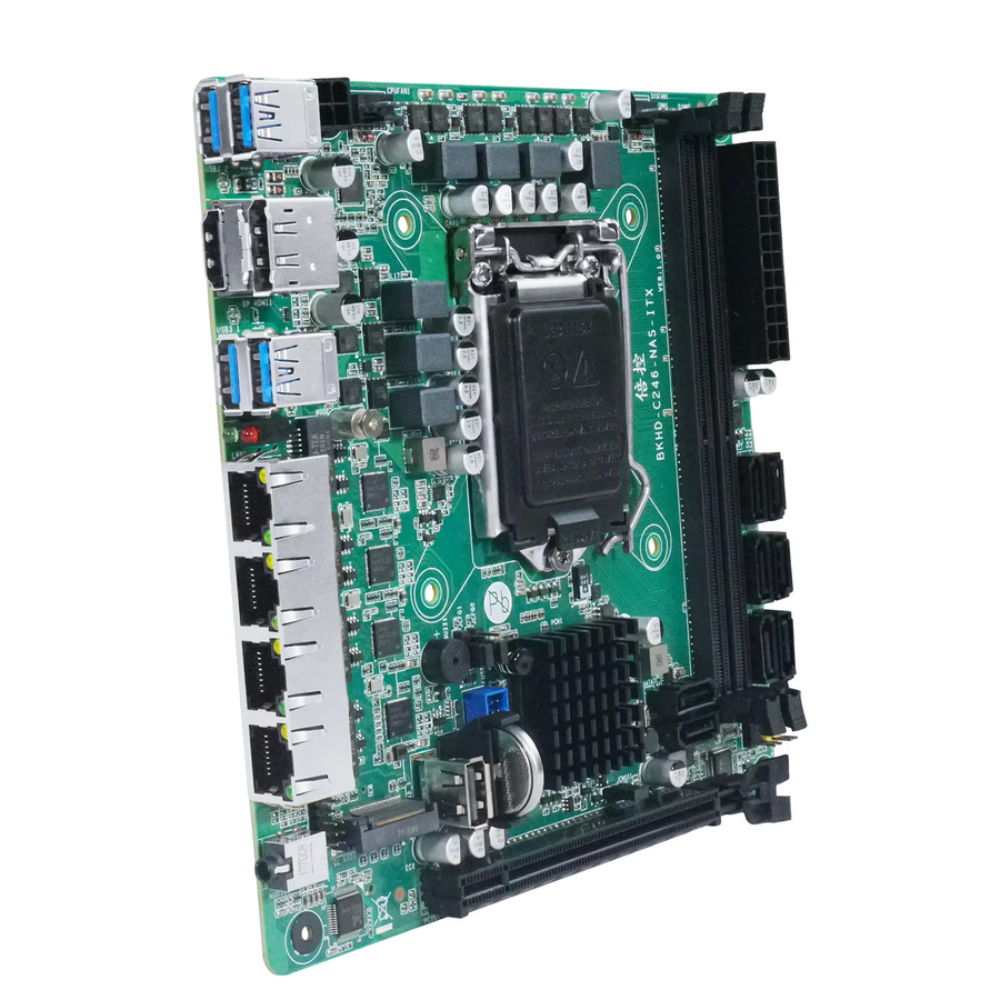 YiHESZ C246 Mini-ITX NAS Motherboard in Grün, LGA1151 für 8./9. Generation Intel Core CPU, 8x SATA 3.0, 4x I226 2.5G LAN, 2x M.2 NVMe, 2x DDR4, PCIe 16x - Bild 2
