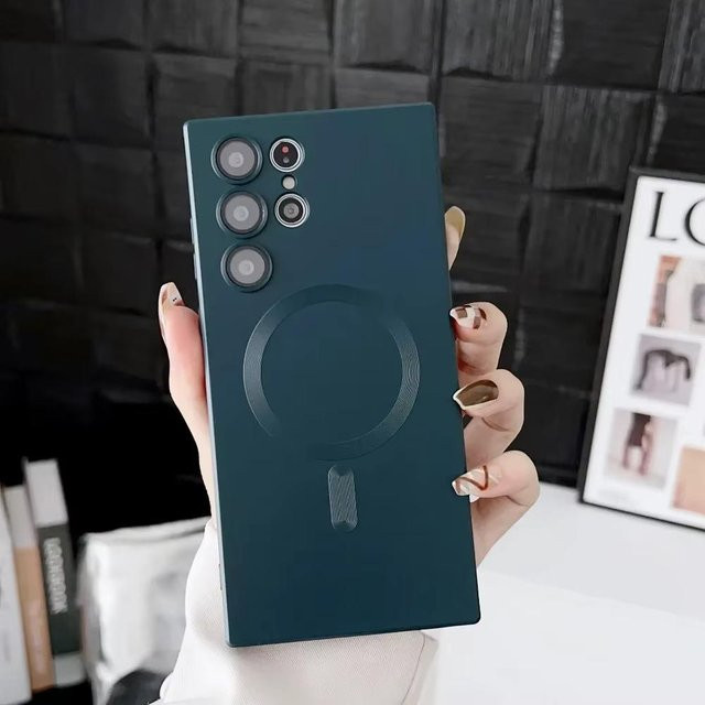 Magnetisches kabelloses Ladegerät mit matter Hülle für Samsung Galaxy S24 Ultra Plus S23 S22 S21 S20 Serie in Schwarz - Bild 1