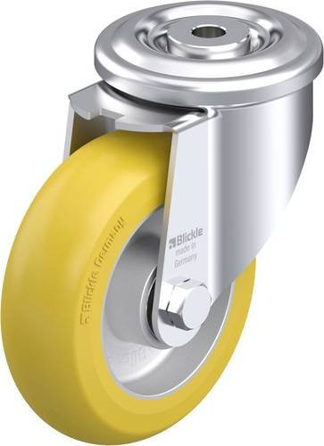Blickle LKR-ALTH 125K-CO Stahlblech-Lenkrolle in Silber und Gelb mit 125 mm Rad-Durchmesser und einer Tragfähigkeit von 350 kg - Bild 1