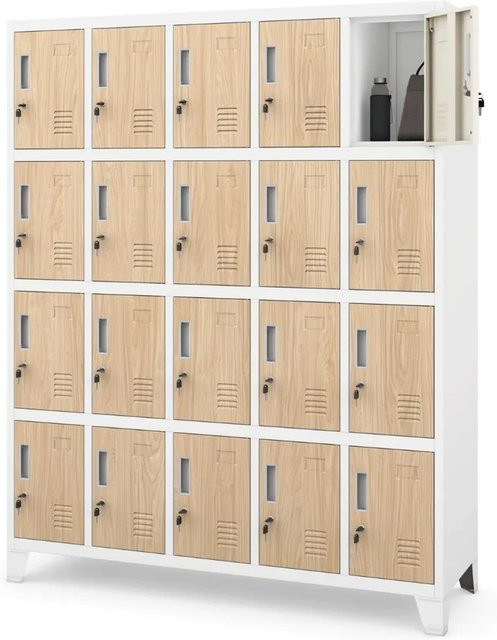 JAN NOWAK Schließfachschrank Spind ROBERT mit 20 Fächern, Weiß-Sonoma Eiche, H: 172 cm, B: 136 cm, T: 45 cm - Bild 1