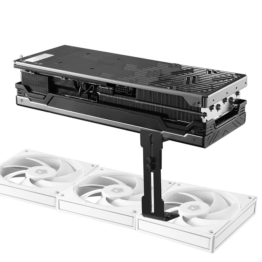 ALLOYSEED Computer-Grafikkartenhalter in Schwarz mit verschiebbarer GPU-Stütze für 6–96 mm und 12 cm Lüfterposition zur Vermeidung von Durchhängen bei RTX 4090 - Bild 2
