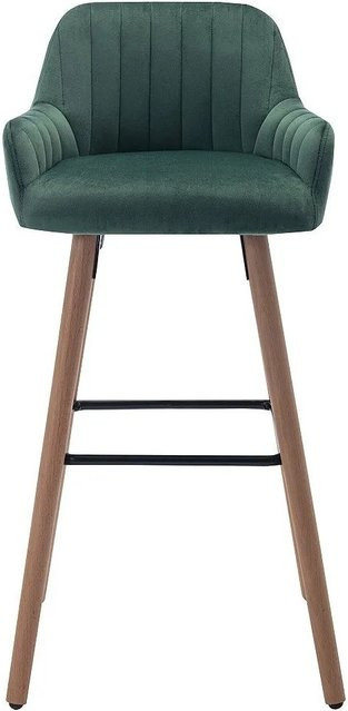 Vente-unique Barhocker Eleana in Smaragdgrün aus Samt und Buche, Höhe: 47 cm - Bild 1