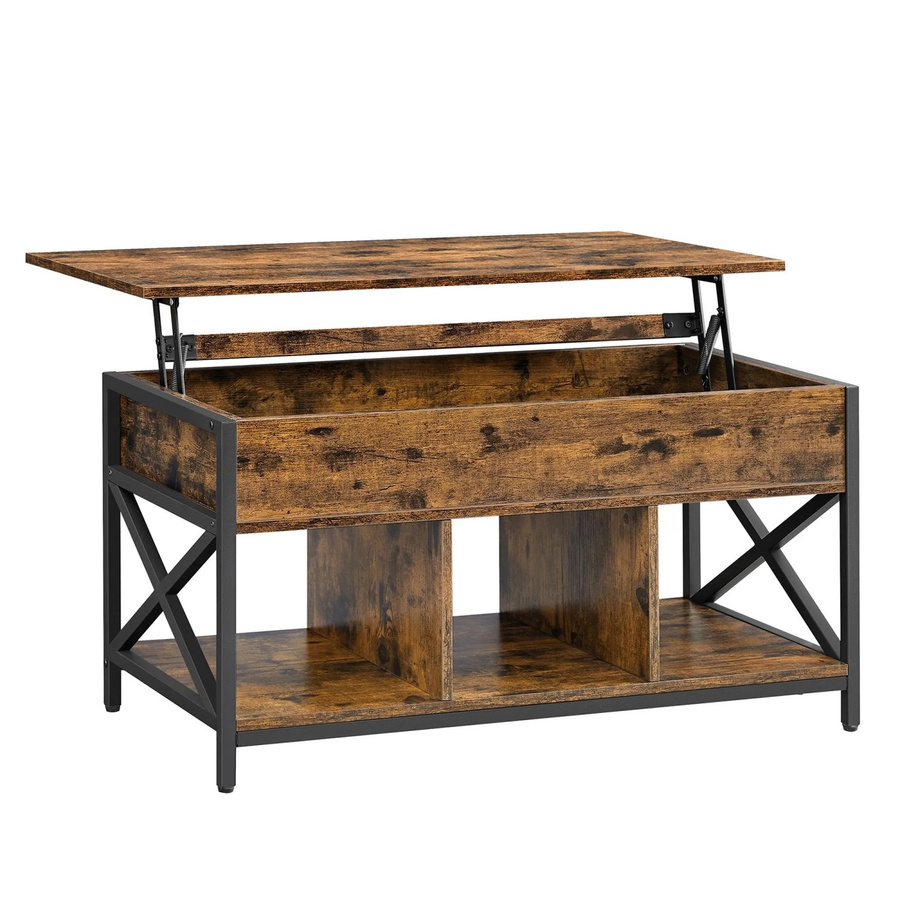 Vasagle Couchtisch mit Lift-Mechanismus in Industriestil, Braun, B: 100 cm, T: 50 cm, H: 62 cm - Bild 2