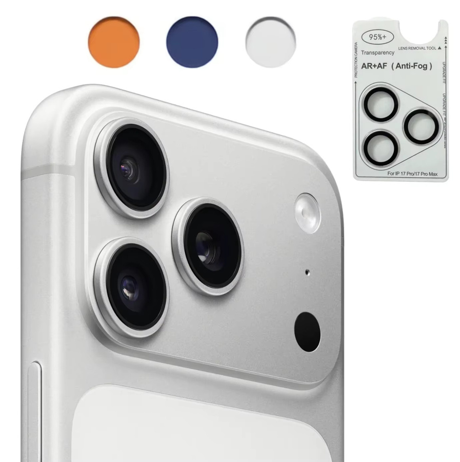 Apple AR Antibeschlag Gehärtetes Glas Schutzfolie für iPhone 17 Pro Max und 17 Air in Silber, Orange, Grau und Blau - Bild 2