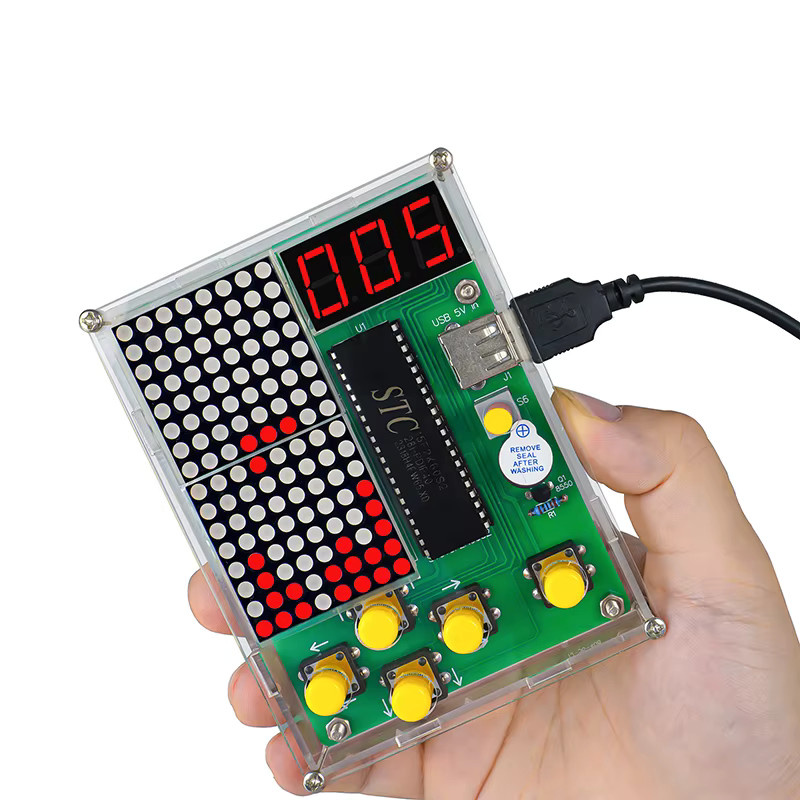 DIY Pixel Spielkonsole Kit Classic Cube Mini Videospielkonsole zum Selbstbauen mit Koffer, Mehrfarbig - Bild 2