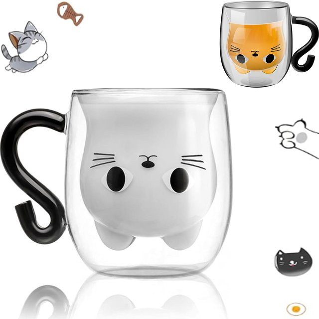 Willstar Katzenschwanz-Kaffeetasse aus Glas, transparent, Höhe: 14,0 cm, Durchmesser: 13,0 cm - Bild 1