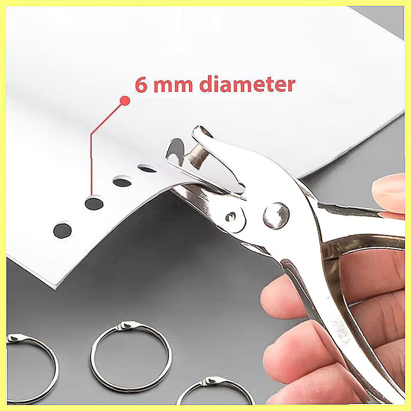 Einlochstanzer aus Metall in Silber mit 6mm Lochung und 8 Blatt Kapazität für Büro, Schule und Scrapbooking - Bild 2