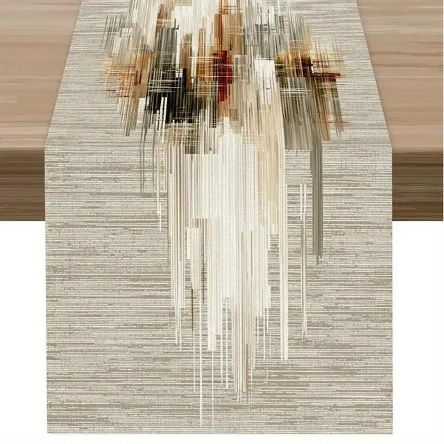 VIKAMA Tischläufer mit modernem geometrischem Muster in Weiß, B/H: 230 x 33 cm - Bild 1