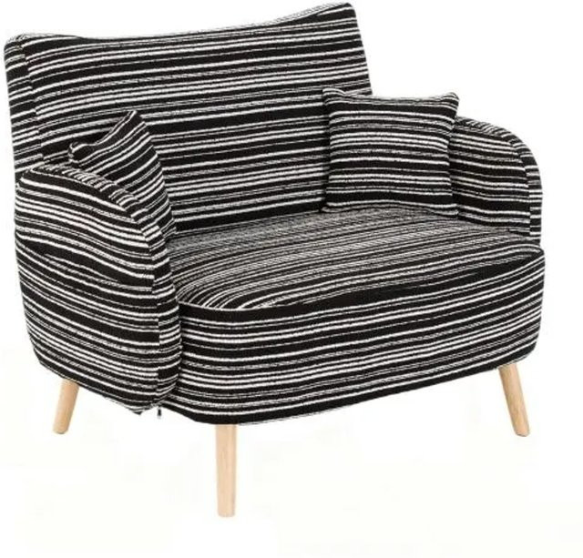 PXloue 2 Sitzer Stoff Sessel Schwarz mit Armlehnen und Seitentasche für Wohnzimmer und Schlafzimmer - Bild 1