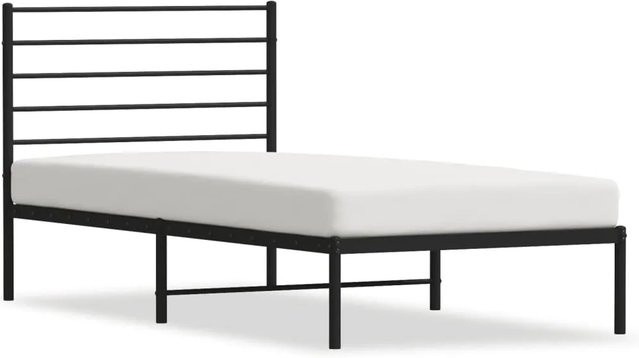vidaXL Bettgestell aus Metall mit Kopfteil in Schwarz, B/L: 80 x 200 cm - Bild 1