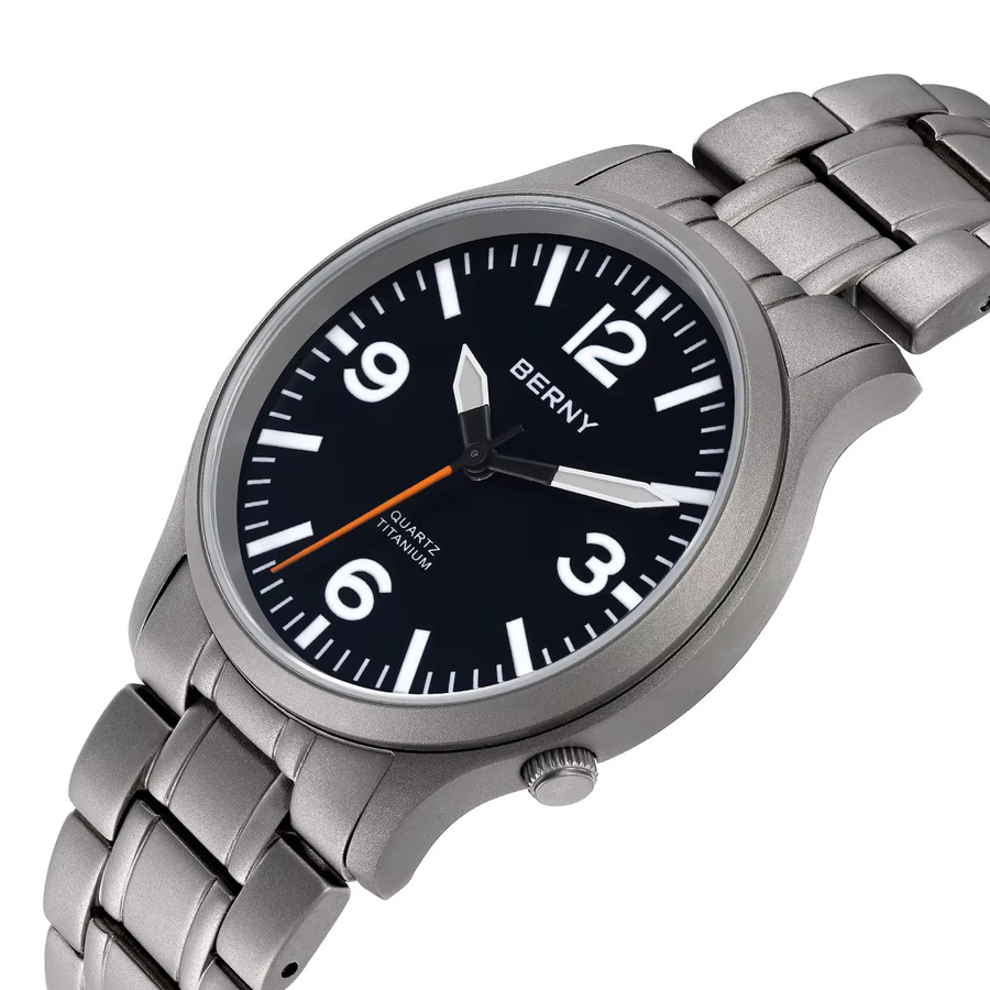 BERNY Armbanduhr Titan, Quarz, Saphirglas, Silber, Herren - Bild 2