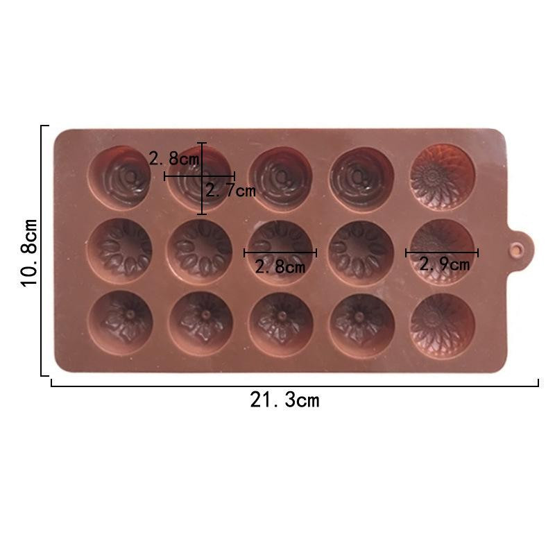 NATAWA Silikonform in Blumenform für Schokolade, Gelee, Kuchen und Eiswürfel, braun - Bild 4