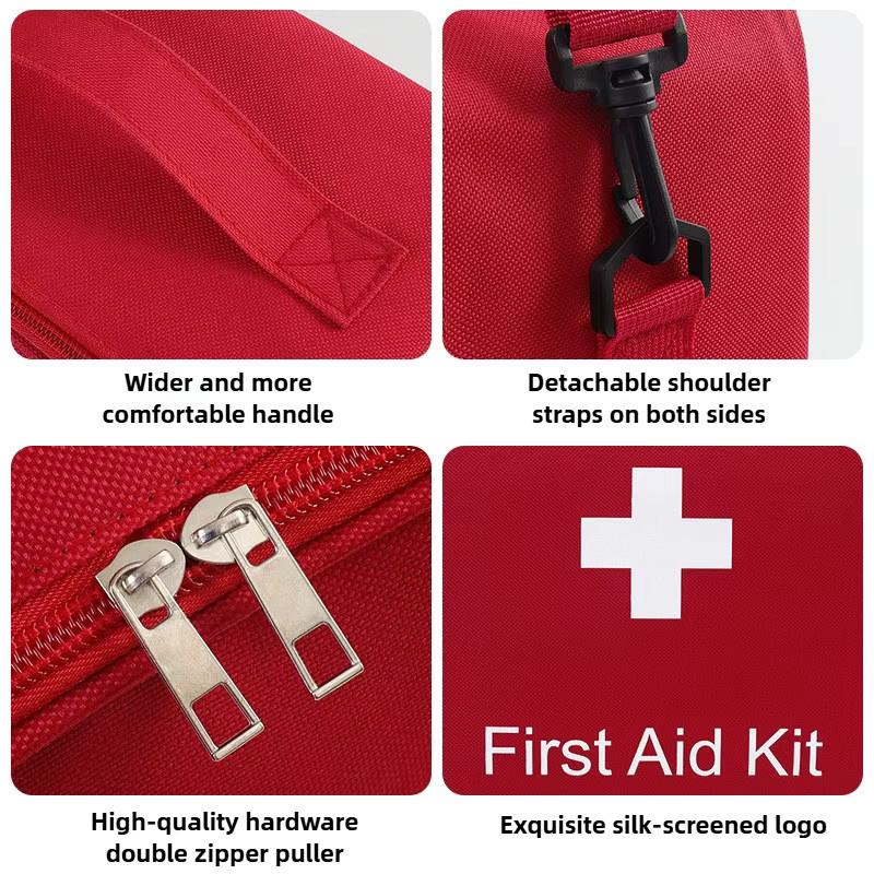 Premium-Erste-Hilfe-Set Medizinische Tasche mit verstellbarem Schultergurt und doppelseitigen Schnallen in Rot - Bild 2