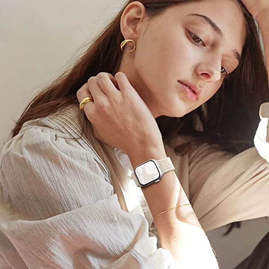 Armband für Apple Watch, geflochtenes Solo Loop, Textil, Weiß, Unisex - Bild 2