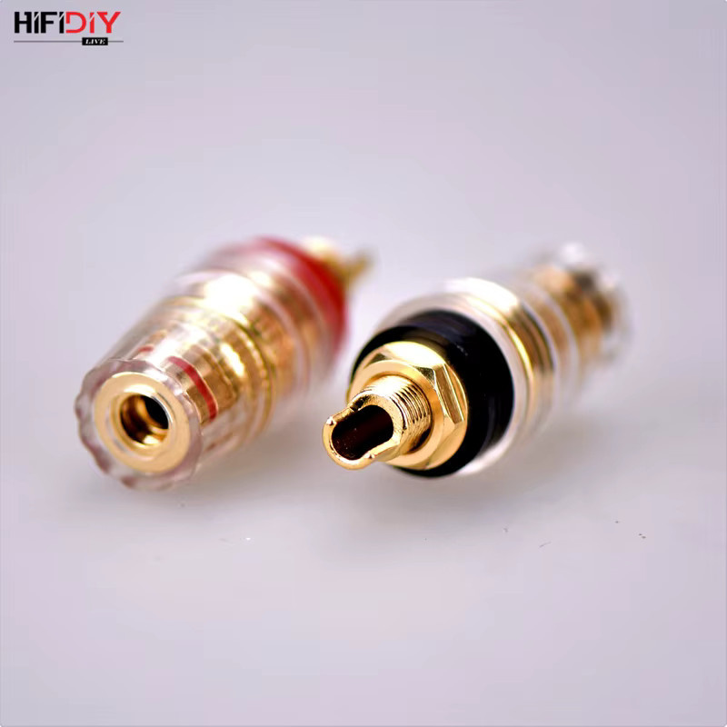 HIFIDIY LIVE Lautsprecher-Anschlussklemme Binding Post aus reinem Kupfer, vergoldete Bananenbuchse für HIFI-Verstärker, Farbe: Gold/Rot, M8 L8 - Bild 3