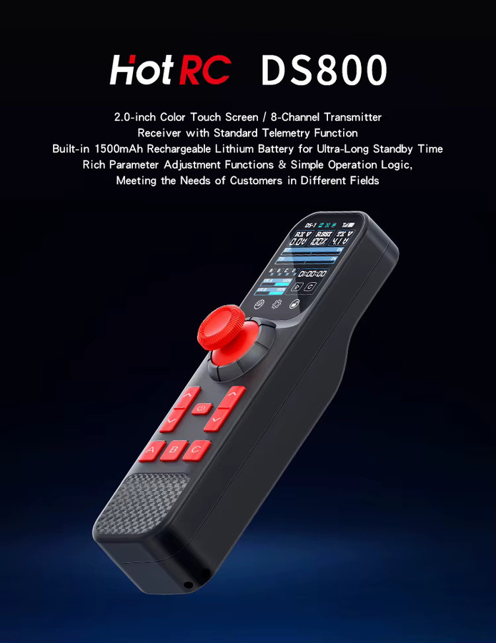 Hotrc DS800 DS 800 8-Kanal 2,4GHz Sender, Farb-Touchscreen, black - Bild 2