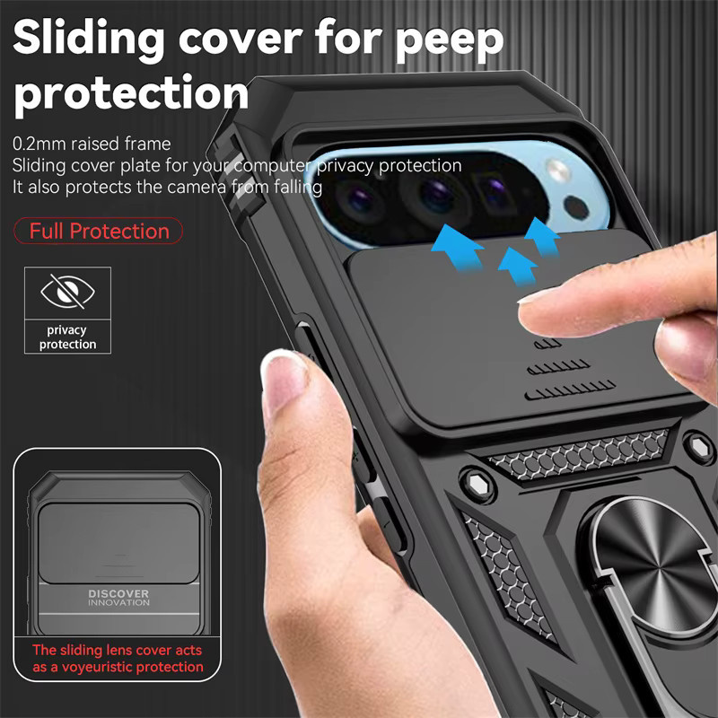Magnetische Ring-Schutzhülle mit Objektivschutz für Google Pixel 9 10 Pro XL 9A 5G 8 Pro 7 7A 8A in Schwarz und Grün - Bild 4