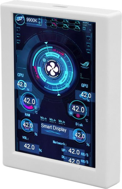 Igeteck Computer-Temperaturmonitor mit 3,5 Zoll IPS-Display, Typ-C-Anschluss, stufenloser Dimmung und rotierendem Themeneditor in Weiß - Bild 1