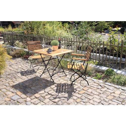 Acamp Gartenmöbelset Lindau aus Akazienholz mit Tisch und Stühlen, Farbe Schwarz-Braun, Tisch B/T: 80 x 80 cm - Bild 2