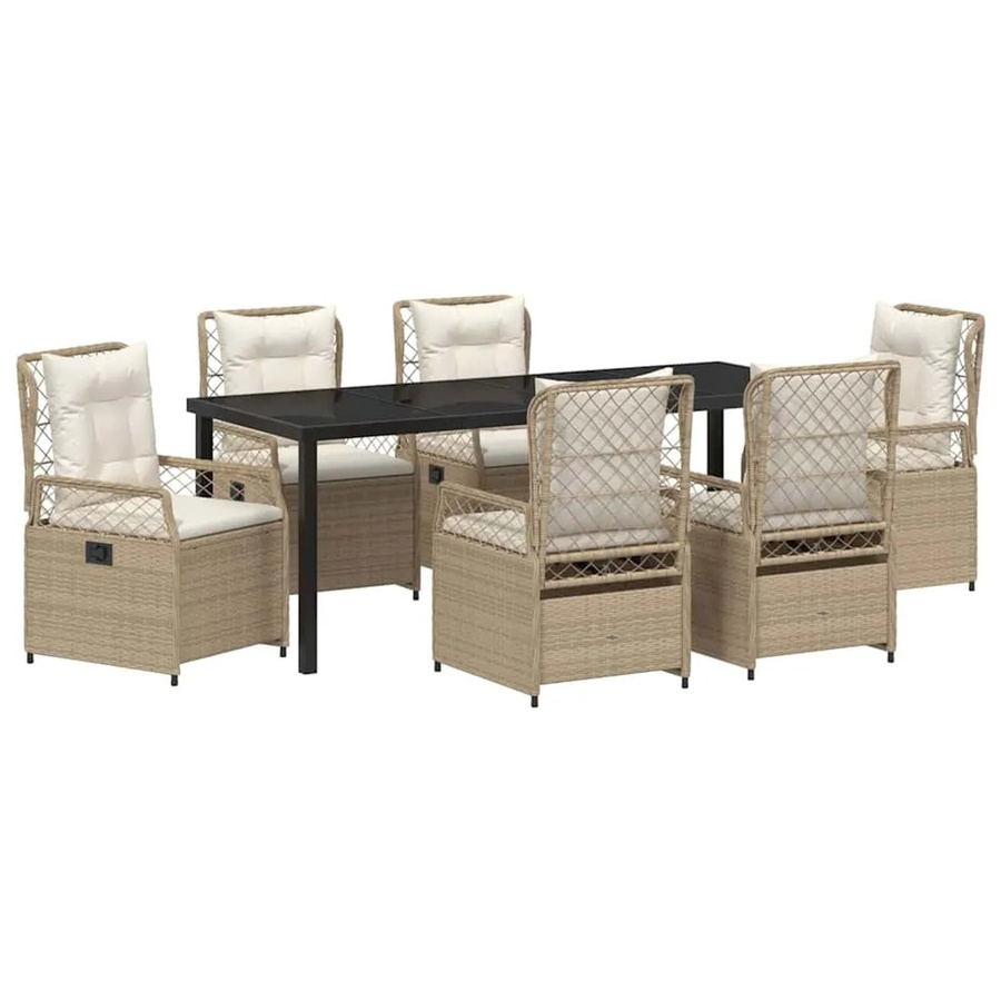 vidaXL Garten Essgruppe aus 7 Teilen in Beige aus Poly Rattan und Kunststoff - Bild 2