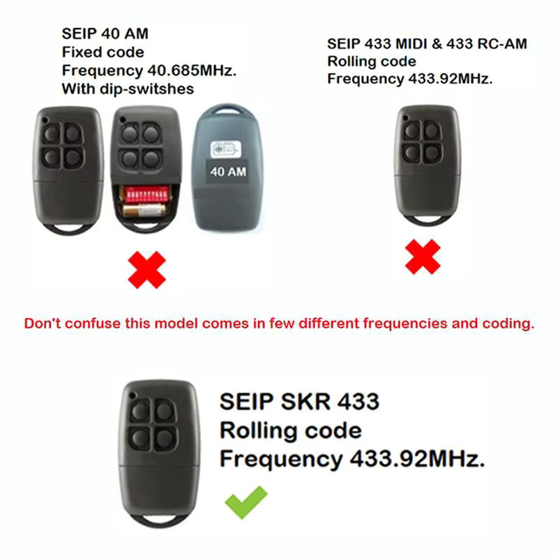 SEIP SKR433-3 Garagentor-Fernbedienung 433,92 MHz Rolling-Code-Sender in Schwarz - Bild 3