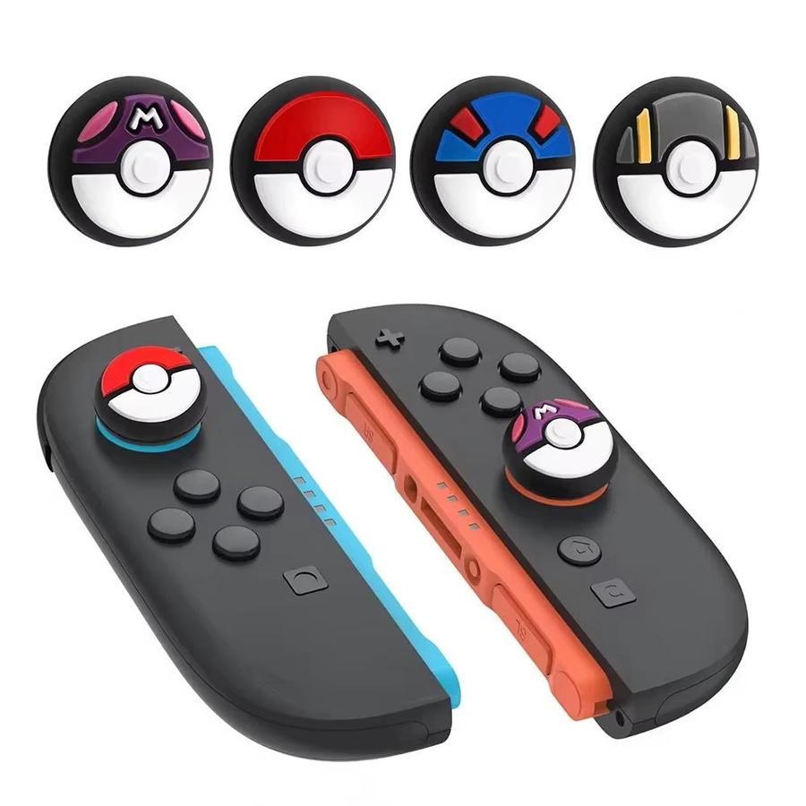 TAKARA TOMY 4er-Set Pokeball Daumenstick-Griffkappen Schutzhüllen für Nintendo Switch 2 Joy-Con und Pro Controller, Multicolor - Bild 7