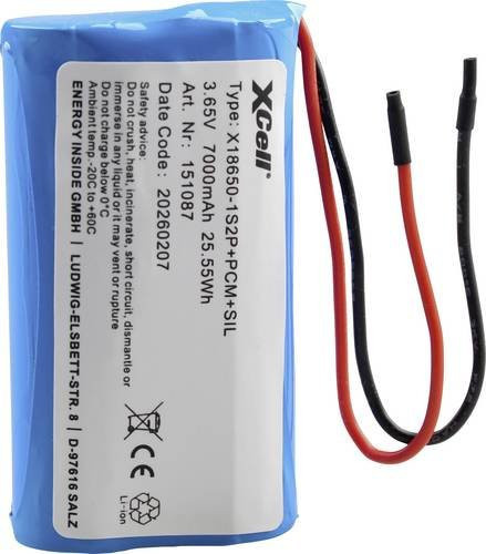 XCell Spezial-Akku Li-Ion Pack 2x 18650 3.7V 7000mAh in Blau - Bild 1