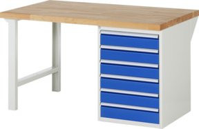 Rau Werkbank 7516A1 in Weiß mit 6 Schubladen, B/T/H: 150 x 90 x 89 cm - Bild 1