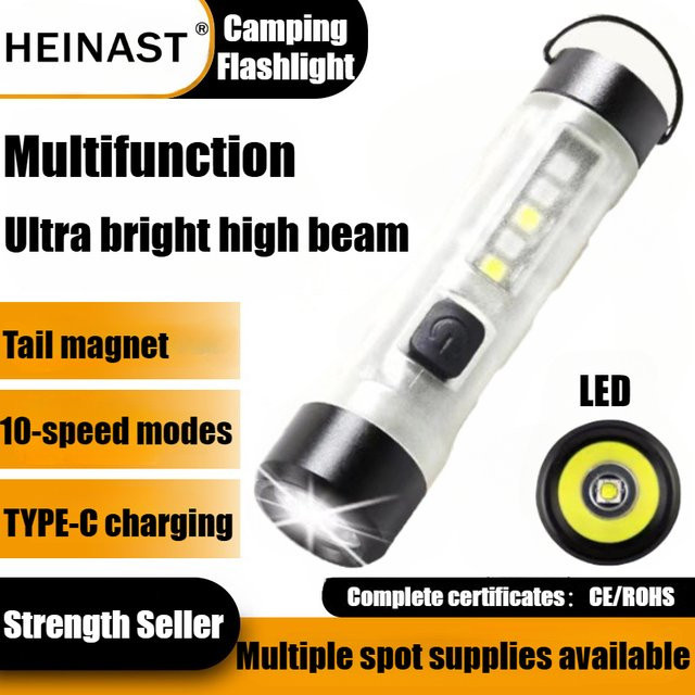 Heinast M02 Mini-Taschenlampe als transparenter Schlüsselanhänger mit LED-Licht und 10 Modi für Camping und Wandern - Bild 1