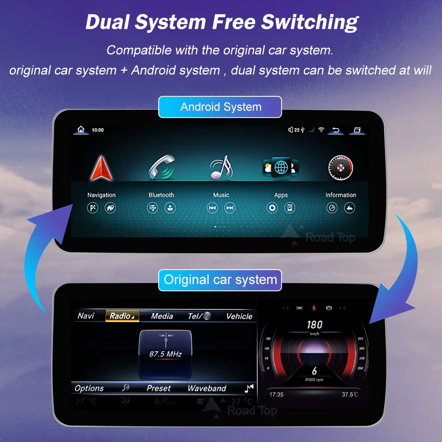 Road Top Android 11 Touchscreen Autoradio mit GPS, Carplay und Android Auto für Mercedes Benz W205 GLC C V-Klasse W447 GLA CLA (2015–2019), Schwarz - Bild 4
