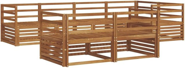 vidaXL Outdoor-Sofagarnitur 7-teilig aus Akazienholz in Braun mit modernem L-Shape Design - Bild 1