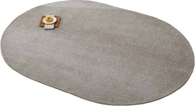 VIKAMA Ovaler strukturierter Teppich in Hellgrau für Wohnzimmer und Schlafzimmer B: 150 cm, T: 100 cm - Bild 1