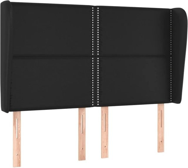 vidaXL Kopfteil mit Ohren in Schwarz aus Kunstleder, B/T/H: 147 x 23 x 128 cm - Bild 1