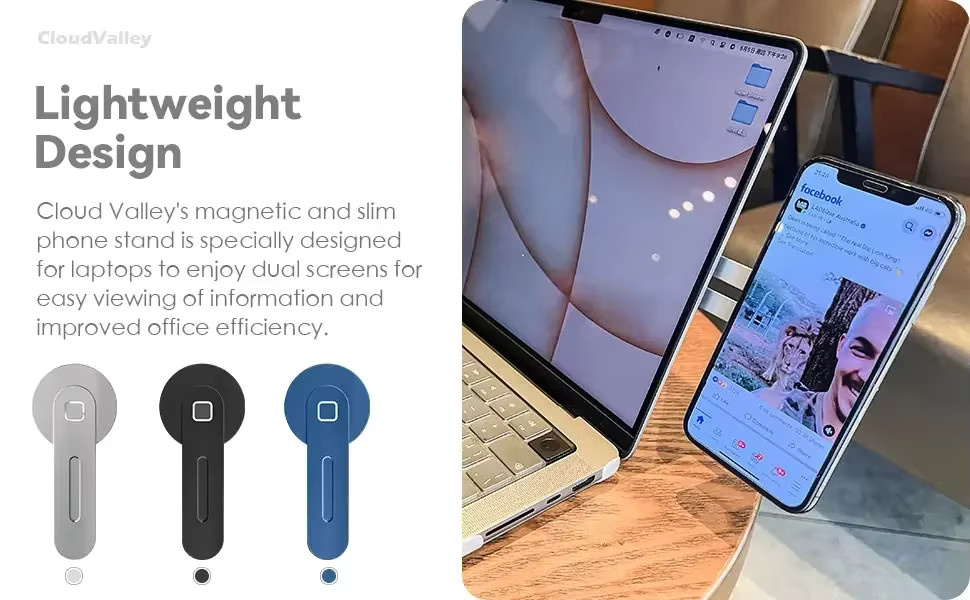 Magnetischer faltbarer Telefonhalter für Laptop und Monitor, universeller Seitenständer in Schwarz, kompatibel mit MagSafe iPhone 17 16 15 Serie und allen anderen Smartphones - Bild 4