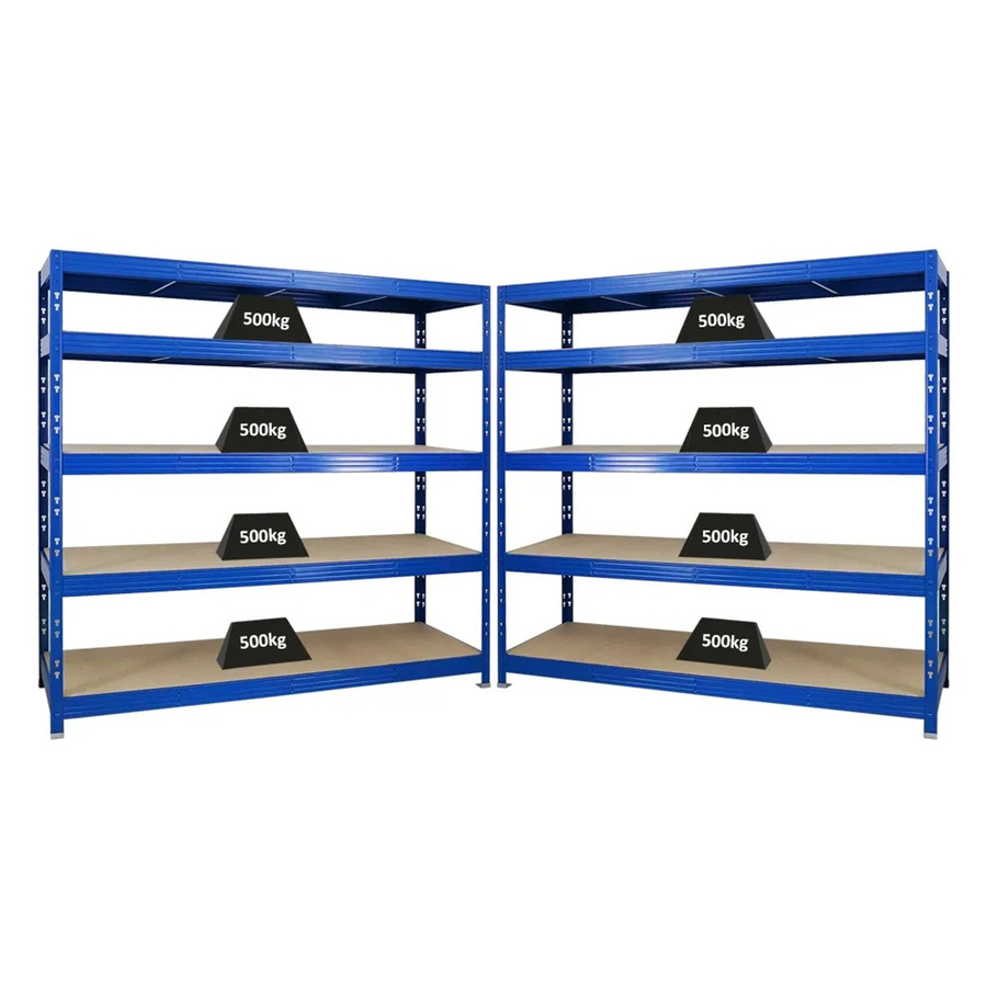 2er-Set PROREGAL Rhino Profi Schwerlastregal Blau mit 5 verstellbaren Spanplatten-Ebenen, H x B x T: 180 x 200 x 60 cm - Bild 2